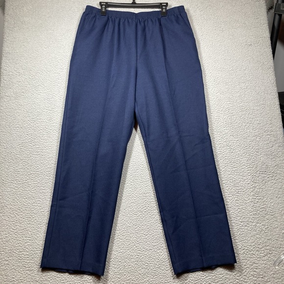 Alfred Dunner Pants Womens 16 Navy Blue Pull On Elastic Waist Classic Mature NEW - Picture 1 of 14